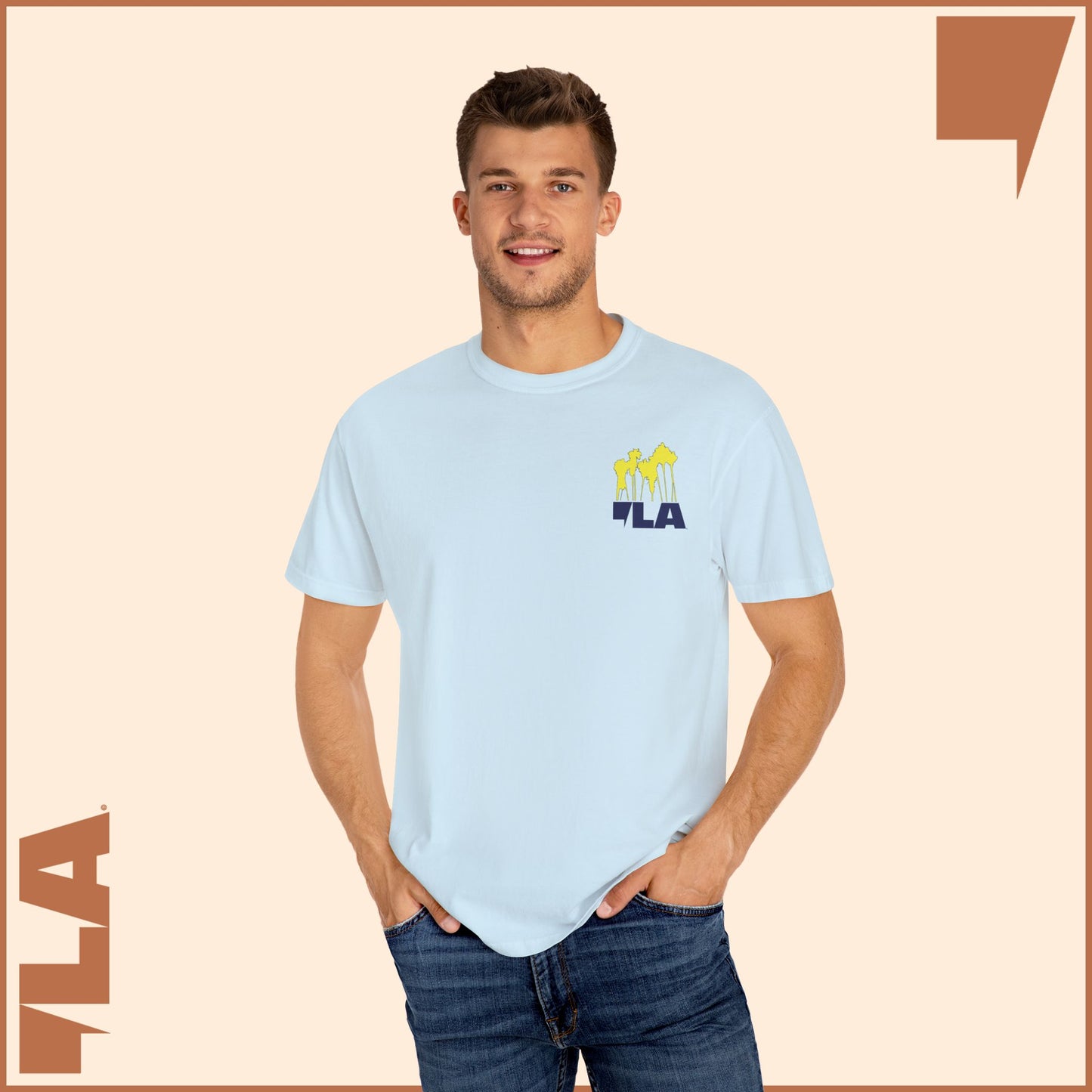 KAMALA/COMMA LA - ELECTRIC PALMS MEDIUM WEIGHT T-SHIRT (50% of the PROFIT IS DONATED IMMEDIATELY to the HARRIS-WALZ CAMPAIGN through ActBlue).