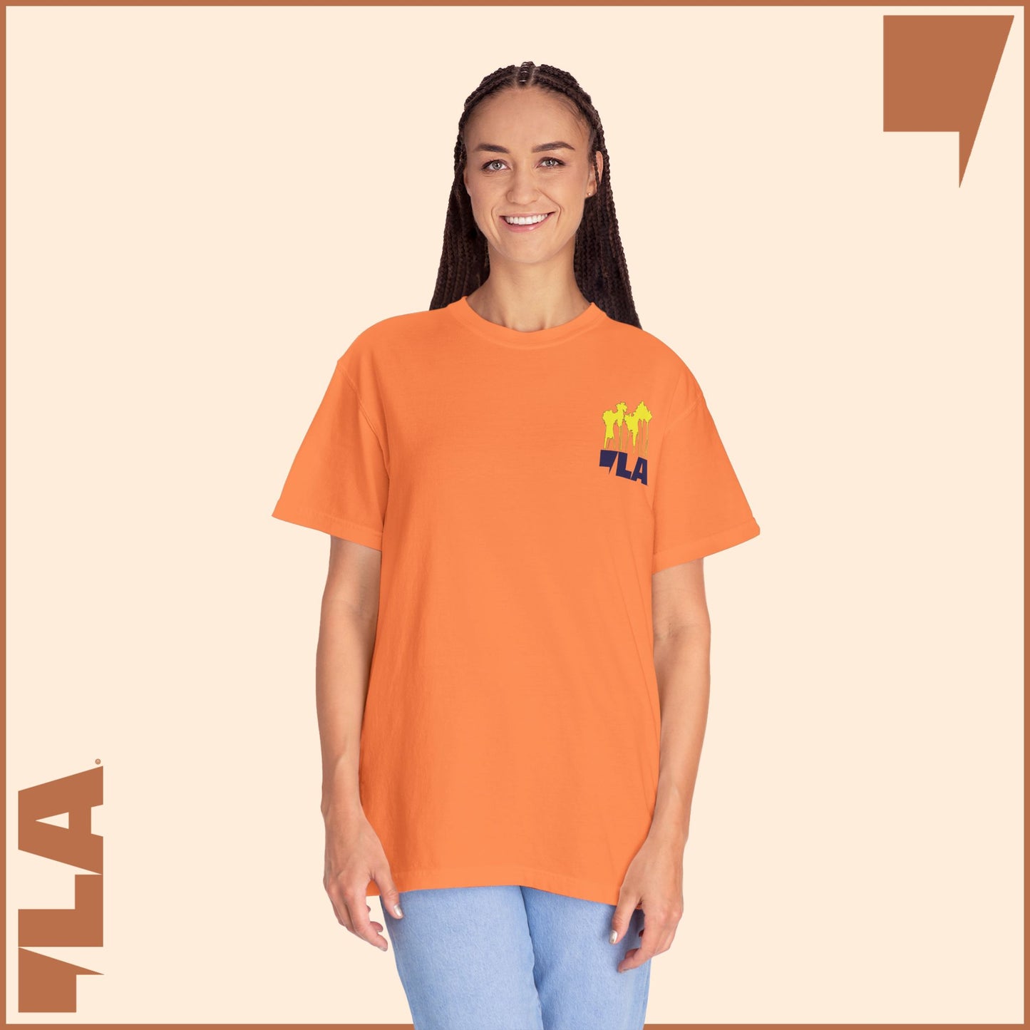 KAMALA/COMMA LA - ELECTRIC PALMS MEDIUM WEIGHT T-SHIRT (50% of the PROFIT IS DONATED IMMEDIATELY to the HARRIS-WALZ CAMPAIGN through ActBlue).