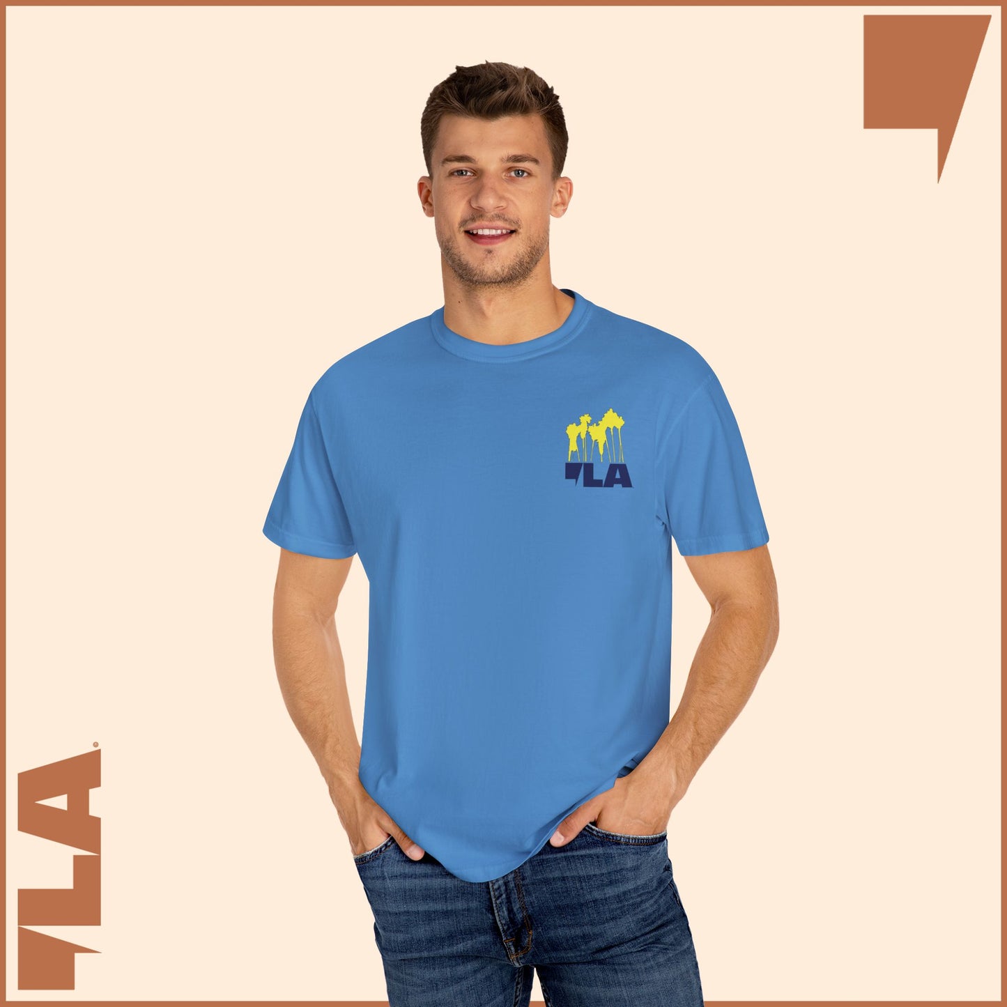 KAMALA/COMMA LA - ELECTRIC PALMS MEDIUM WEIGHT T-SHIRT (50% of the PROFIT IS DONATED IMMEDIATELY to the HARRIS-WALZ CAMPAIGN through ActBlue).