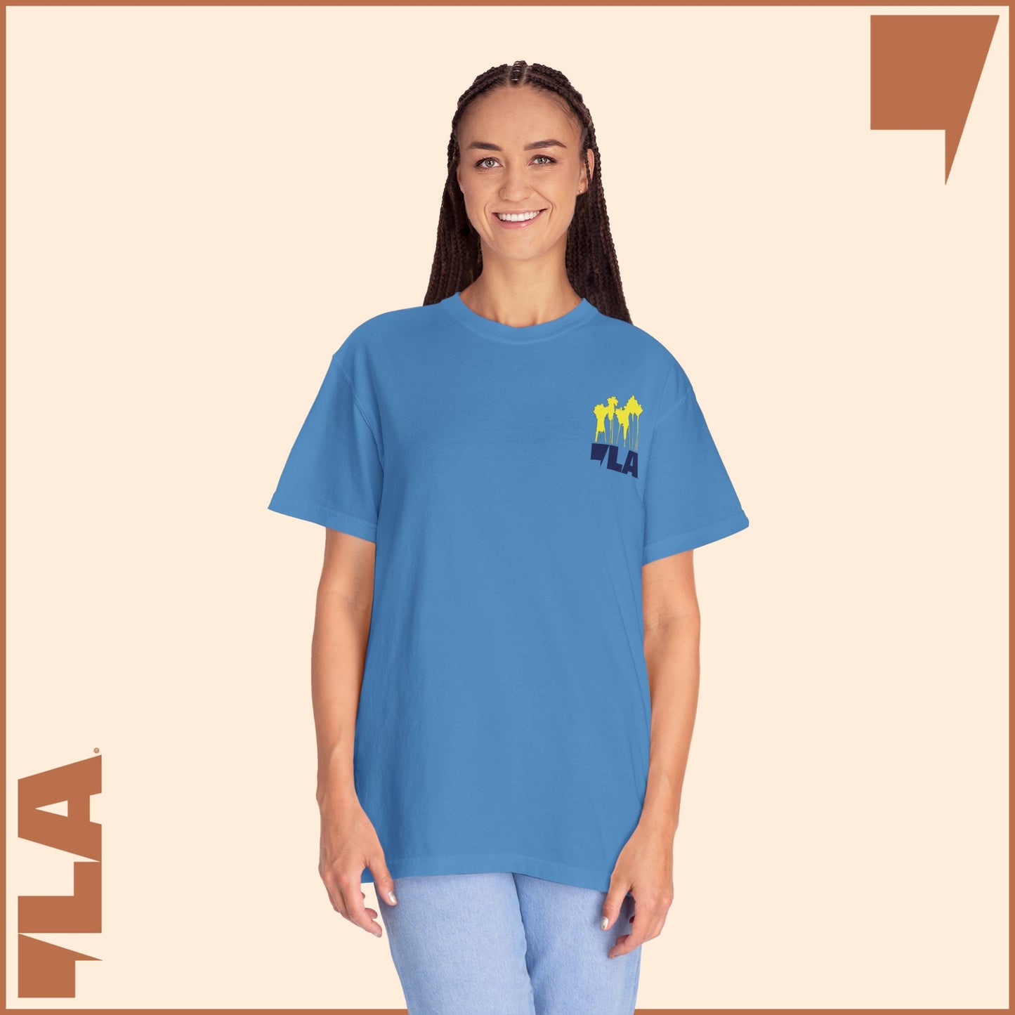 KAMALA/COMMA LA - ELECTRIC PALMS MEDIUM WEIGHT T-SHIRT (50% of the PROFIT IS DONATED IMMEDIATELY to the HARRIS-WALZ CAMPAIGN through ActBlue).