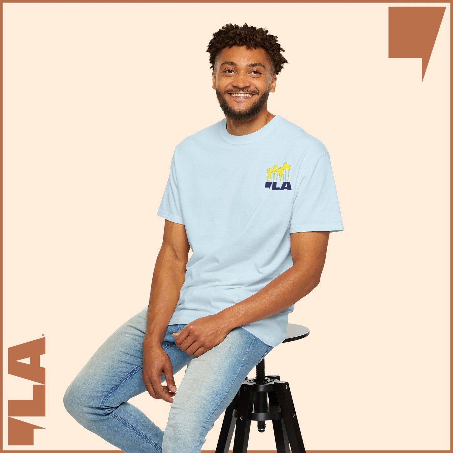KAMALA/COMMA LA - ELECTRIC PALMS MEDIUM WEIGHT T-SHIRT (50% of the PROFIT IS DONATED IMMEDIATELY to the HARRIS-WALZ CAMPAIGN through ActBlue).