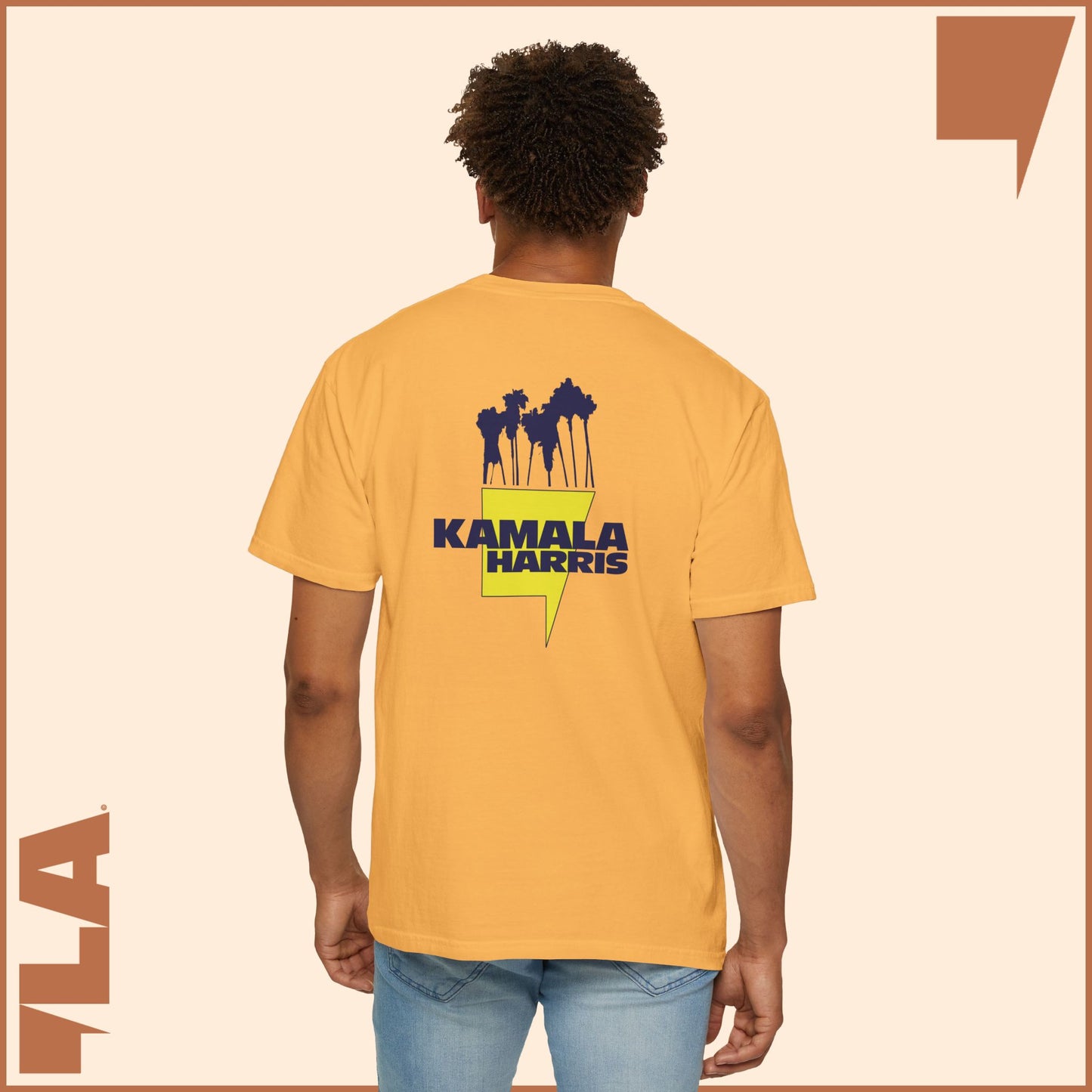 KAMALA/COMMA LA - ELECTRIC PALMS MEDIUM WEIGHT T-SHIRT (50% of the PROFIT IS DONATED IMMEDIATELY to the HARRIS-WALZ CAMPAIGN through ActBlue).