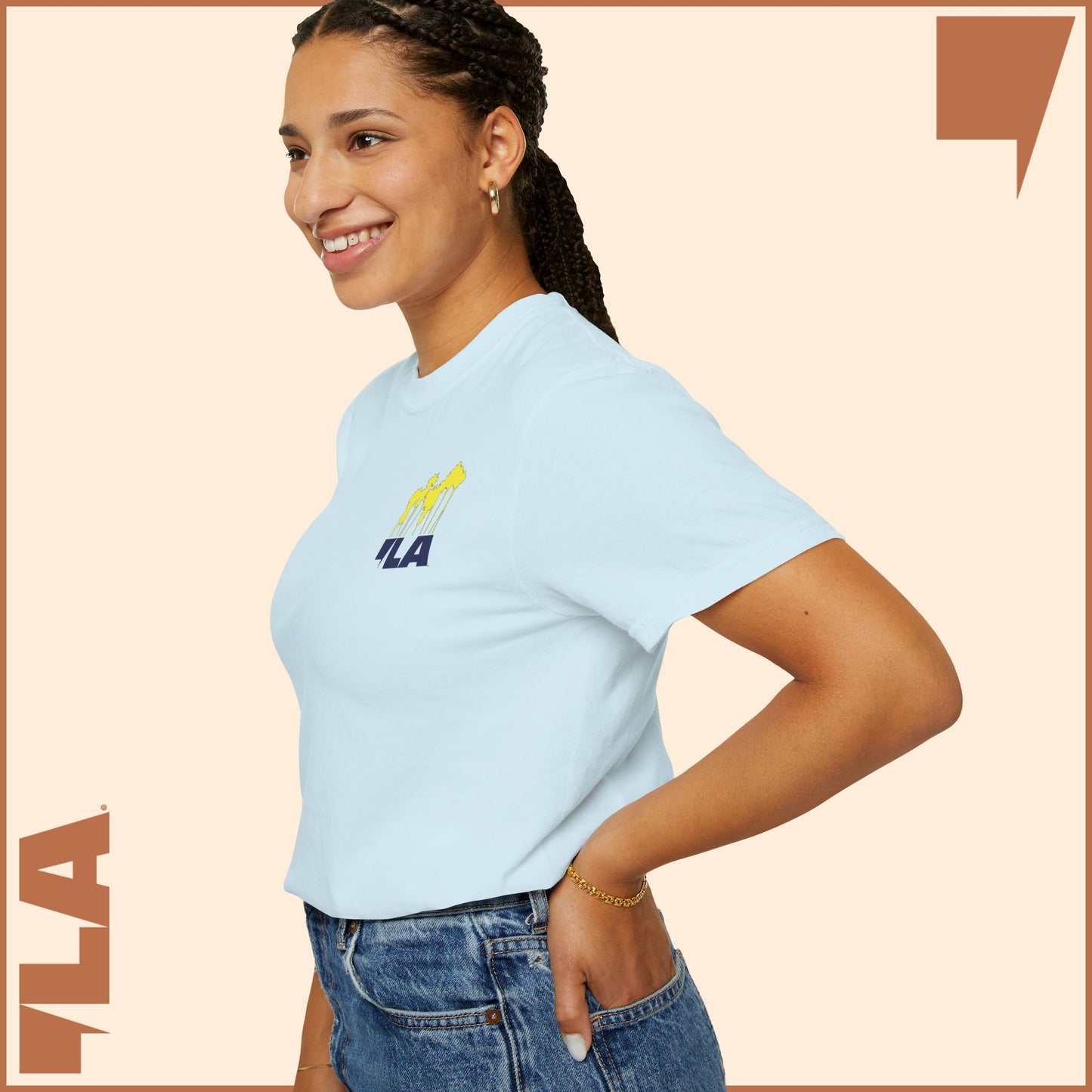 KAMALA/COMMA LA - ELECTRIC PALMS MEDIUM WEIGHT T-SHIRT (50% of the PROFIT IS DONATED IMMEDIATELY to the HARRIS-WALZ CAMPAIGN through ActBlue).