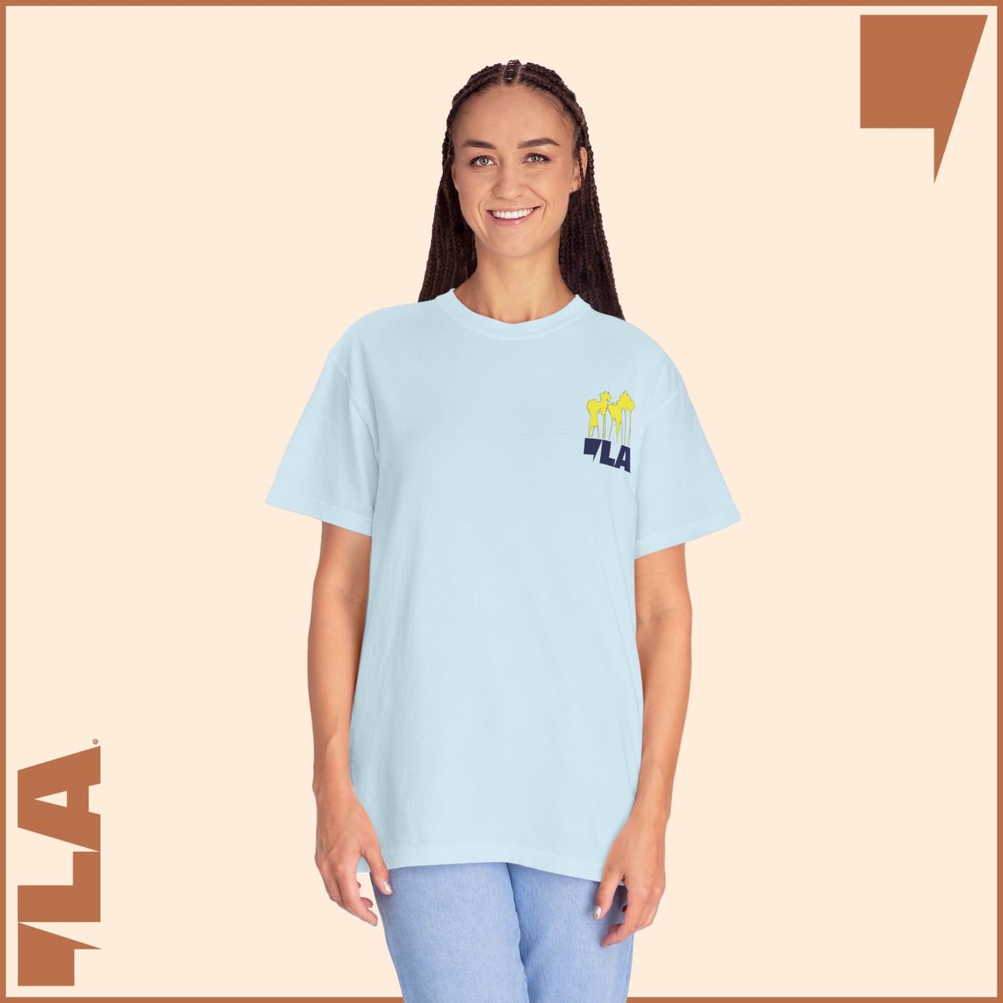 KAMALA/COMMA LA - ELECTRIC PALMS MEDIUM WEIGHT T-SHIRT (50% of the PROFIT IS DONATED IMMEDIATELY to the HARRIS-WALZ CAMPAIGN through ActBlue).