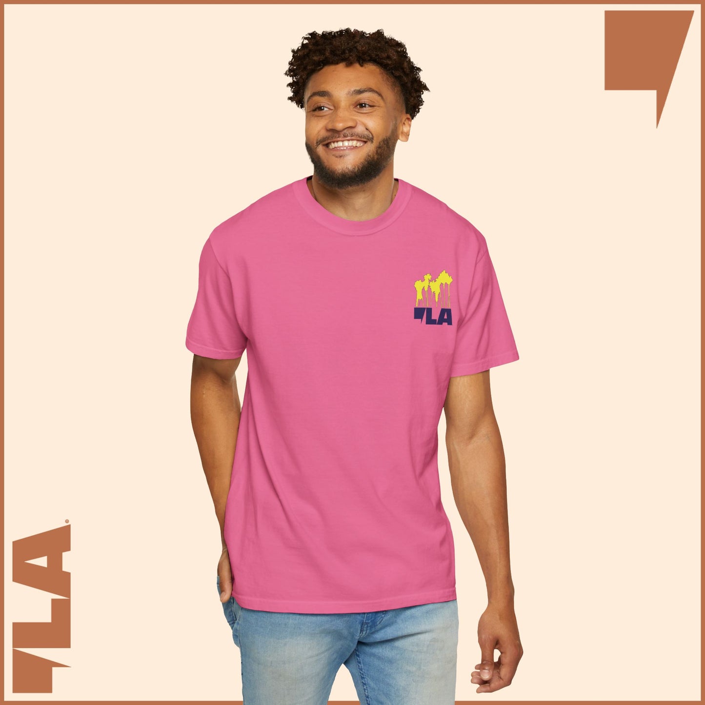 KAMALA/COMMA LA - ELECTRIC PALMS MEDIUM WEIGHT T-SHIRT (50% of the PROFIT IS DONATED IMMEDIATELY to the HARRIS-WALZ CAMPAIGN through ActBlue).