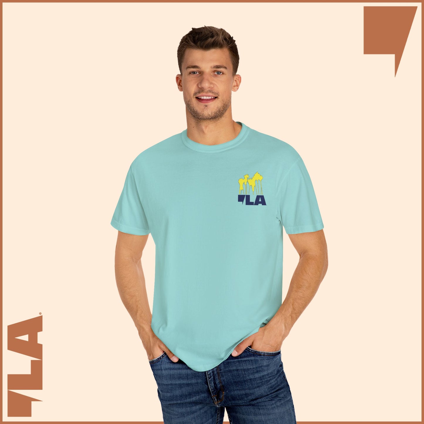 KAMALA/COMMA LA - ELECTRIC PALMS MEDIUM WEIGHT T-SHIRT (50% of the PROFIT IS DONATED IMMEDIATELY to the HARRIS-WALZ CAMPAIGN through ActBlue).