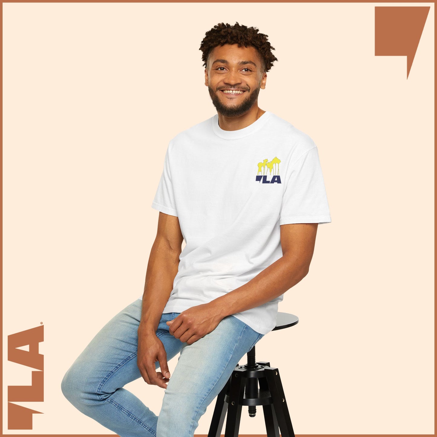 KAMALA/COMMA LA - ELECTRIC PALMS MEDIUM WEIGHT T-SHIRT (50% of the PROFIT IS DONATED IMMEDIATELY to the HARRIS-WALZ CAMPAIGN through ActBlue).