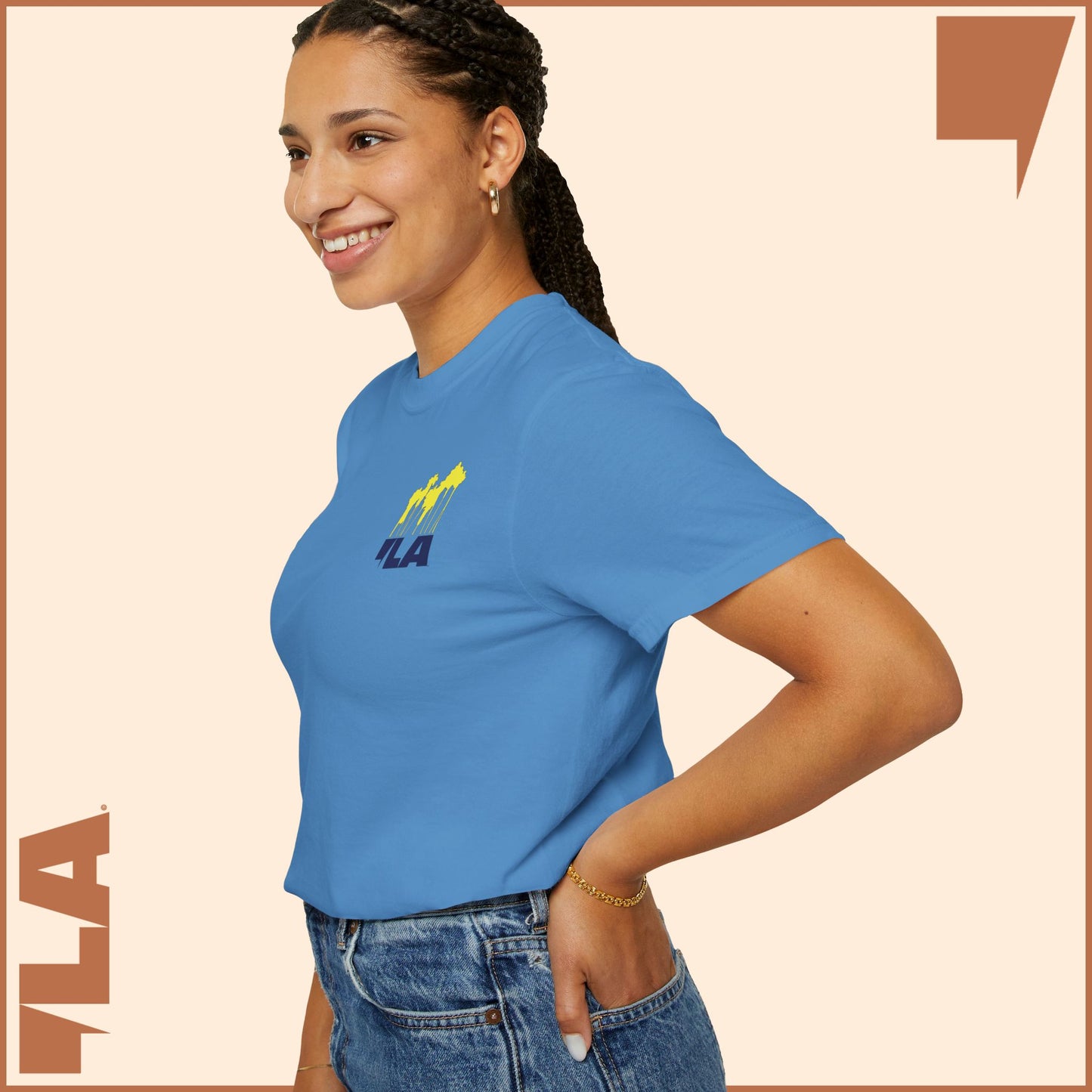 KAMALA/COMMA LA - ELECTRIC PALMS MEDIUM WEIGHT T-SHIRT (50% of the PROFIT IS DONATED IMMEDIATELY to the HARRIS-WALZ CAMPAIGN through ActBlue).