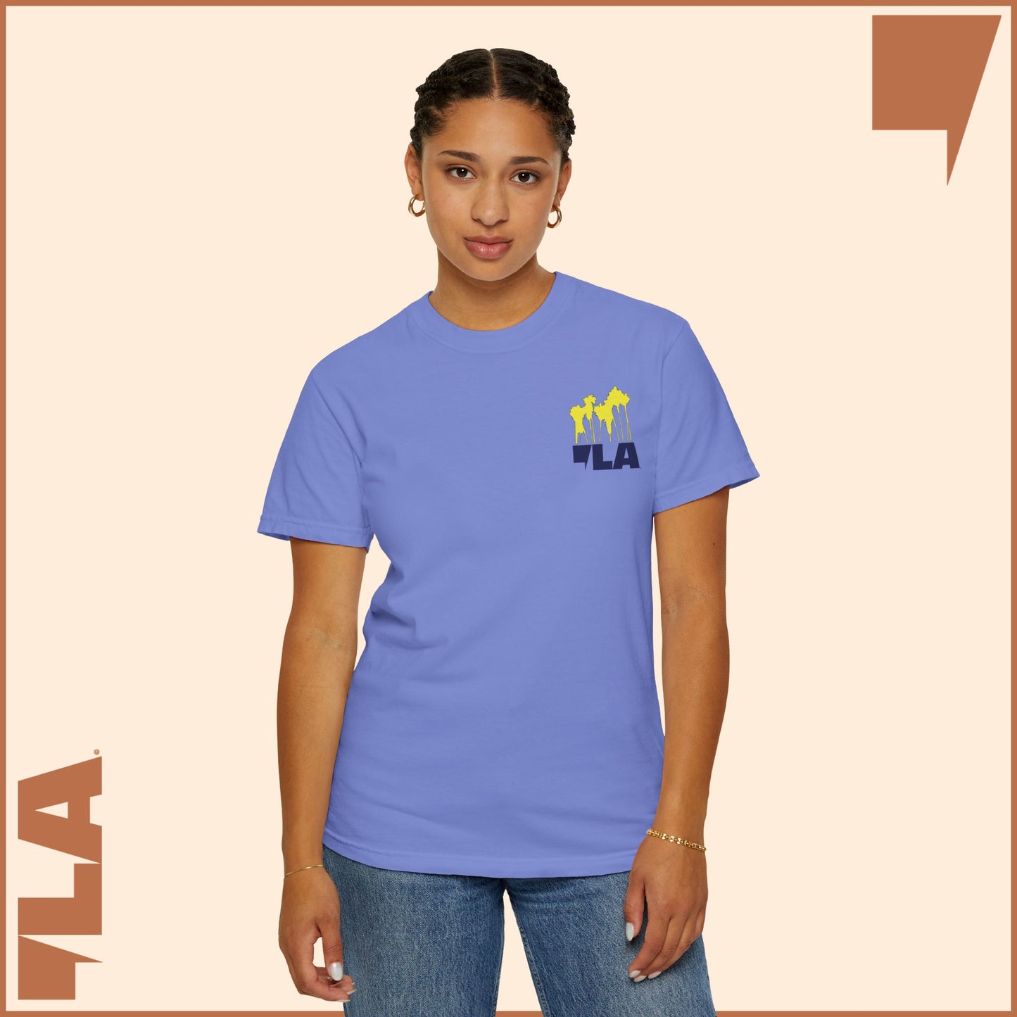 KAMALA/COMMA LA - ELECTRIC PALMS MEDIUM WEIGHT T-SHIRT (50% of the PROFIT IS DONATED IMMEDIATELY to the HARRIS-WALZ CAMPAIGN through ActBlue).