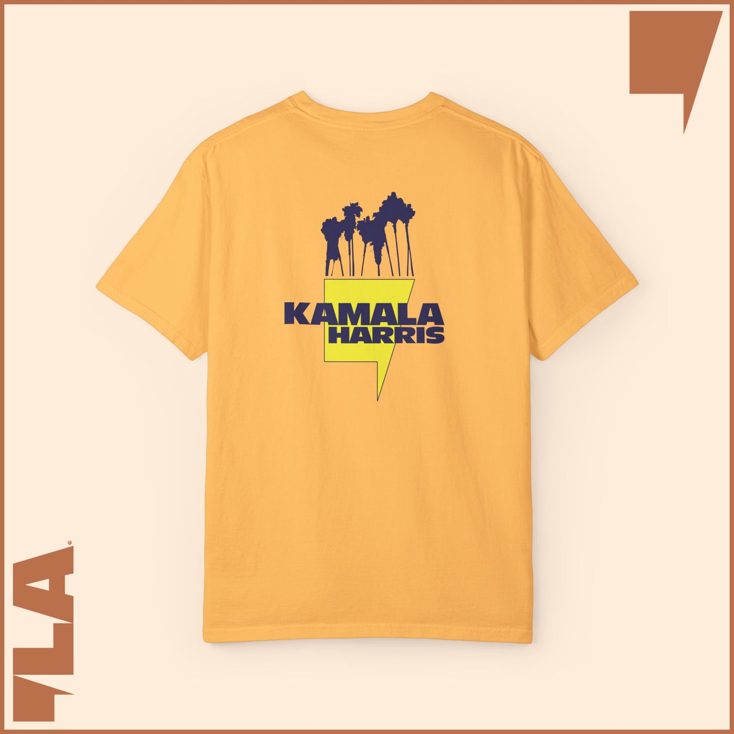 KAMALA/COMMA LA - ELECTRIC PALMS MEDIUM WEIGHT T-SHIRT (50% of the PROFIT IS DONATED IMMEDIATELY to the HARRIS-WALZ CAMPAIGN through ActBlue).