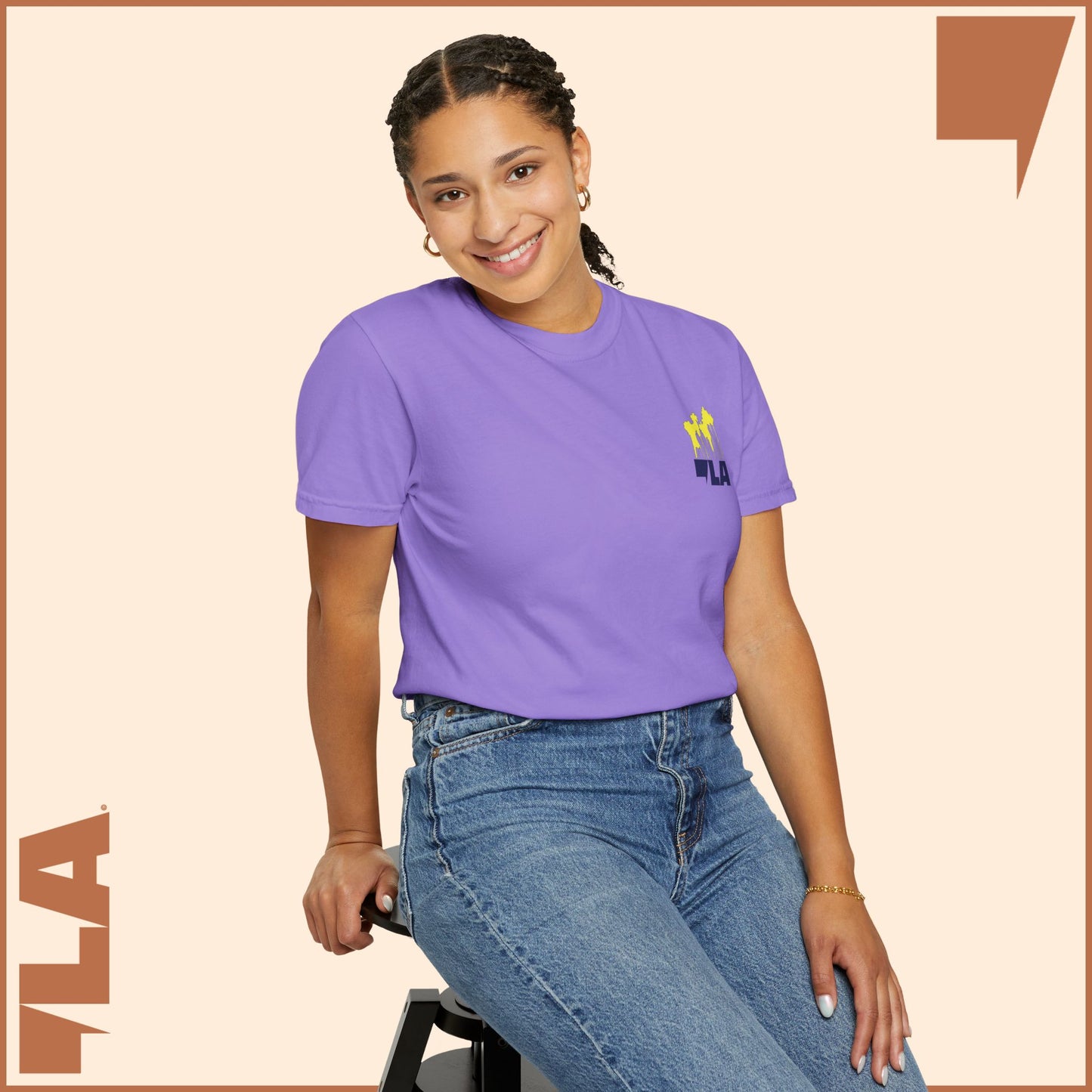KAMALA/COMMA LA - ELECTRIC PALMS MEDIUM WEIGHT T-SHIRT (50% of the PROFIT IS DONATED IMMEDIATELY to the HARRIS-WALZ CAMPAIGN through ActBlue).