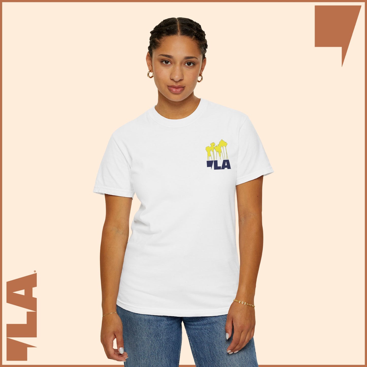 KAMALA/COMMA LA - ELECTRIC PALMS MEDIUM WEIGHT T-SHIRT (50% of the PROFIT IS DONATED IMMEDIATELY to the HARRIS-WALZ CAMPAIGN through ActBlue).