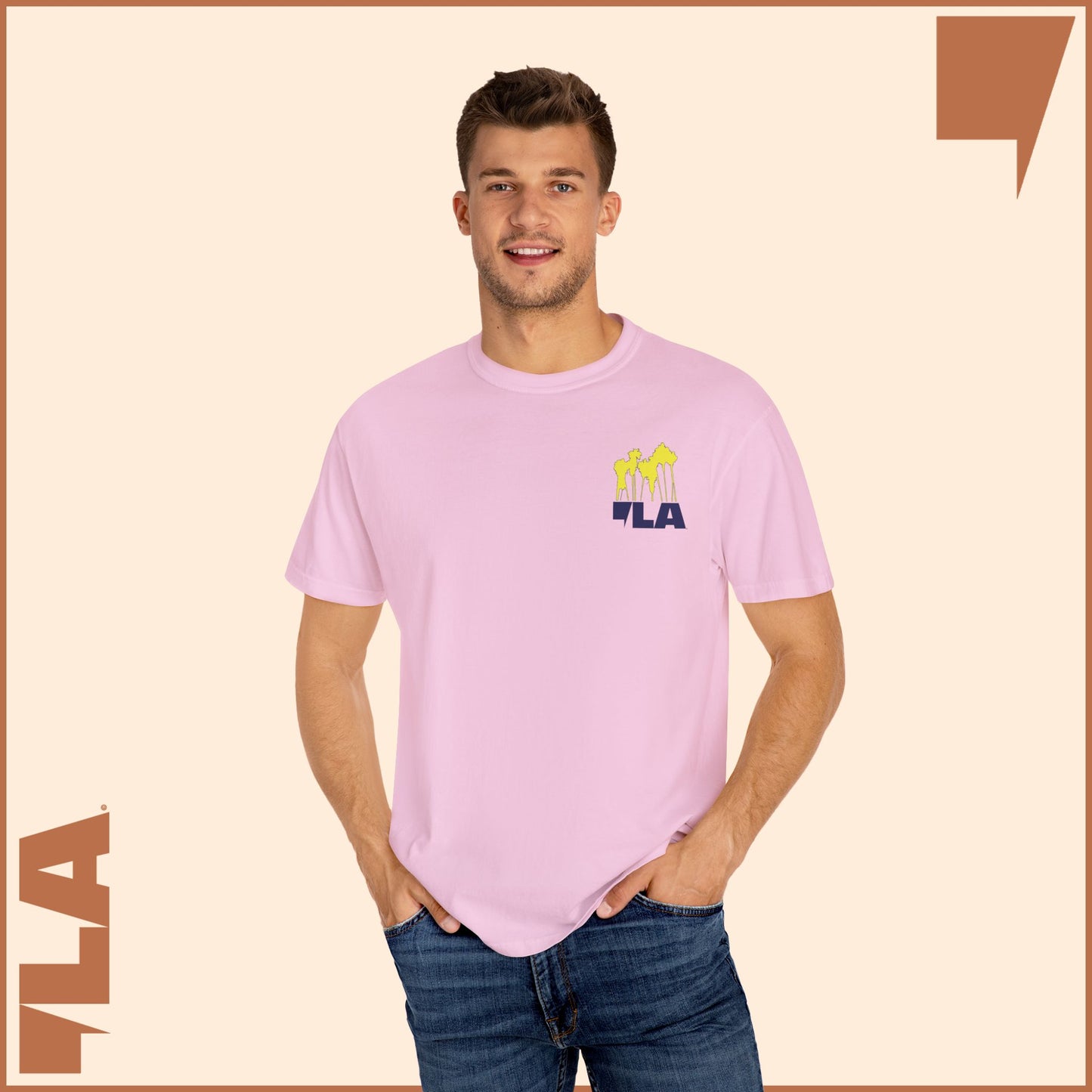 KAMALA/COMMA LA - ELECTRIC PALMS MEDIUM WEIGHT T-SHIRT (50% of the PROFIT IS DONATED IMMEDIATELY to the HARRIS-WALZ CAMPAIGN through ActBlue).
