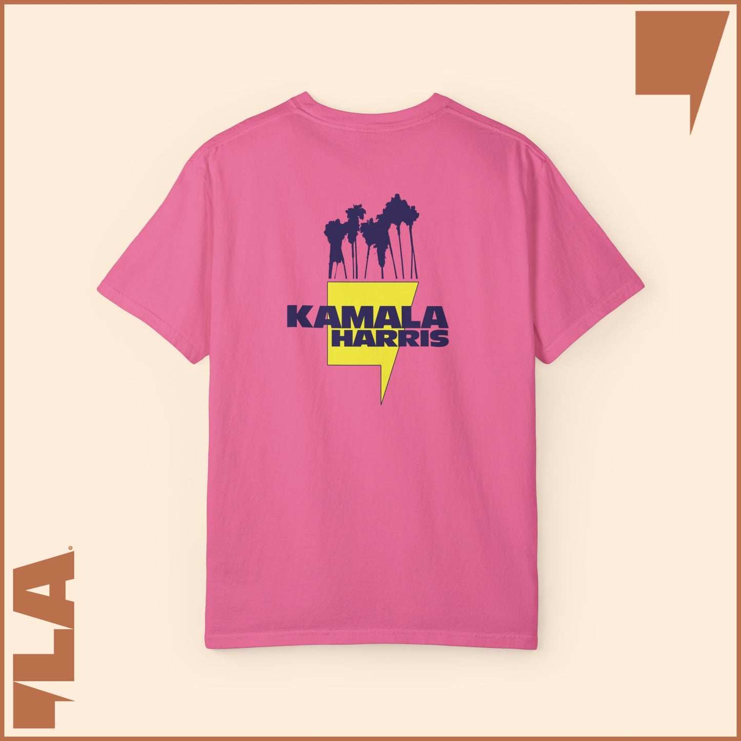 KAMALA/COMMA LA - ELECTRIC PALMS MEDIUM WEIGHT T-SHIRT (50% of the PROFIT IS DONATED IMMEDIATELY to the HARRIS-WALZ CAMPAIGN through ActBlue).