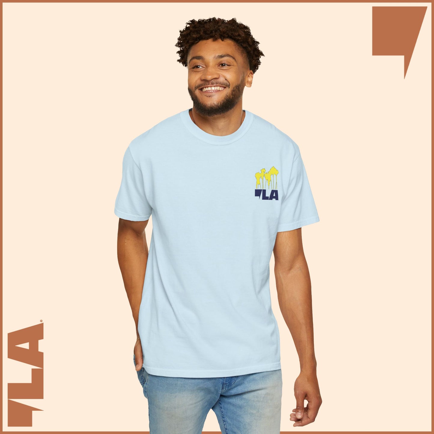 KAMALA/COMMA LA - ELECTRIC PALMS MEDIUM WEIGHT T-SHIRT (50% of the PROFIT IS DONATED IMMEDIATELY to the HARRIS-WALZ CAMPAIGN through ActBlue).