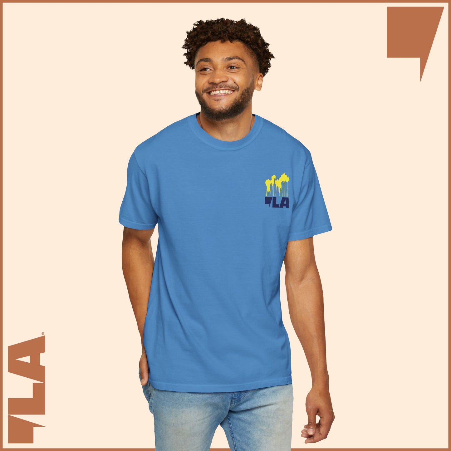 KAMALA/COMMA LA - ELECTRIC PALMS MEDIUM WEIGHT T-SHIRT (50% of the PROFIT IS DONATED IMMEDIATELY to the HARRIS-WALZ CAMPAIGN through ActBlue).