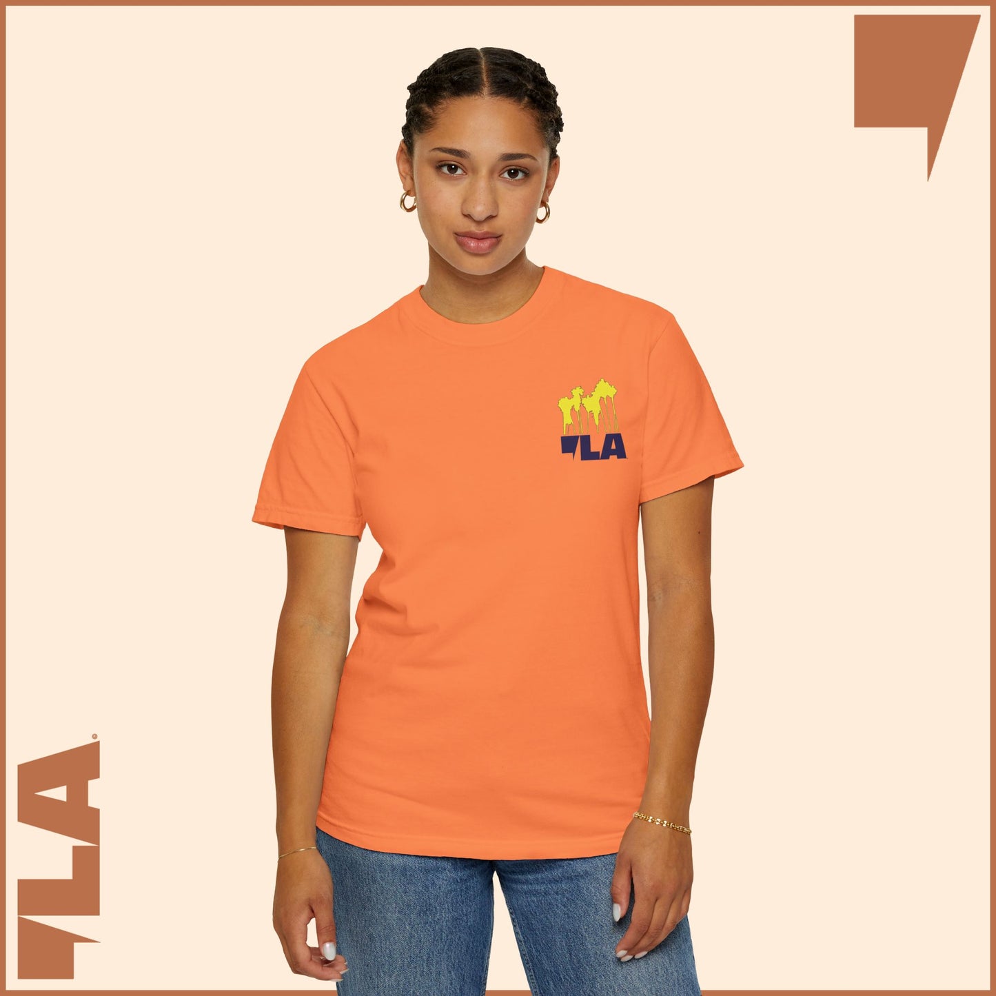 KAMALA/COMMA LA - ELECTRIC PALMS MEDIUM WEIGHT T-SHIRT (50% of the PROFIT IS DONATED IMMEDIATELY to the HARRIS-WALZ CAMPAIGN through ActBlue).
