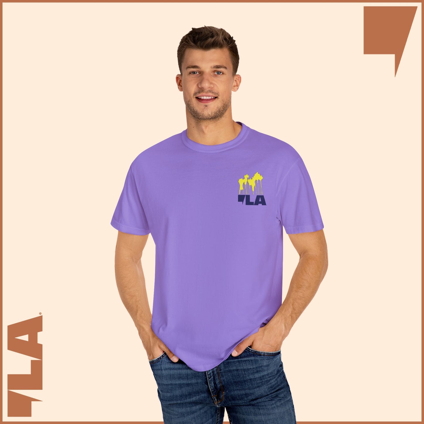 KAMALA/COMMA LA - ELECTRIC PALMS MEDIUM WEIGHT T-SHIRT (50% of the PROFIT IS DONATED IMMEDIATELY to the HARRIS-WALZ CAMPAIGN through ActBlue).