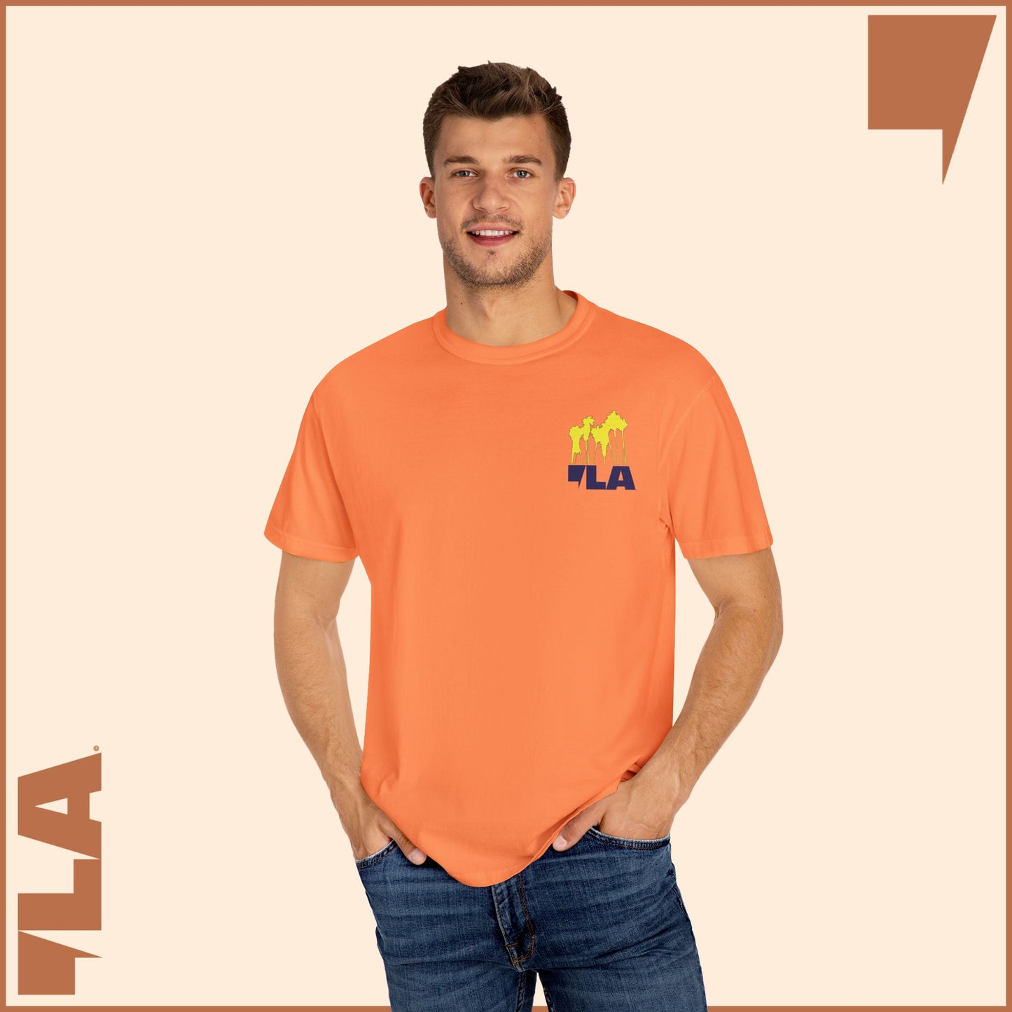 KAMALA/COMMA LA - ELECTRIC PALMS MEDIUM WEIGHT T-SHIRT (50% of the PROFIT IS DONATED IMMEDIATELY to the HARRIS-WALZ CAMPAIGN through ActBlue).
