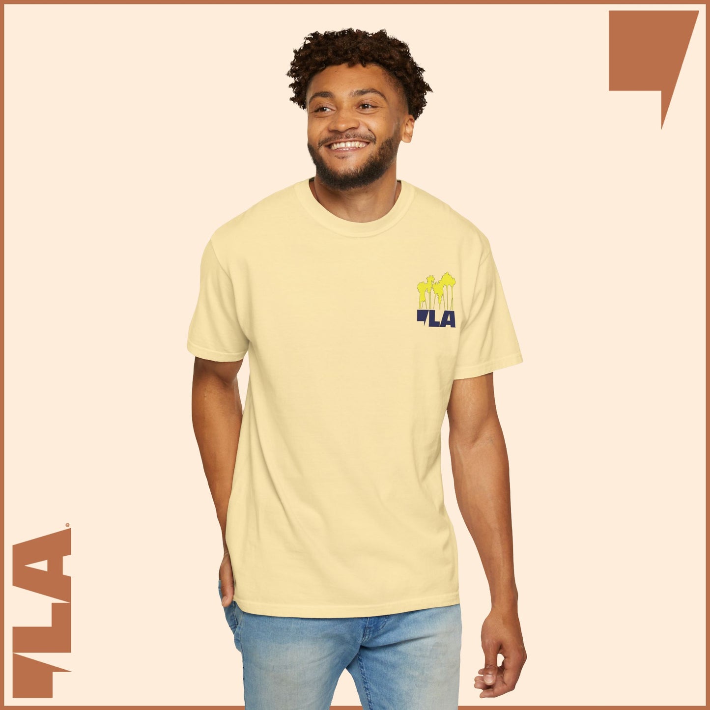 KAMALA/COMMA LA - ELECTRIC PALMS MEDIUM WEIGHT T-SHIRT (50% of the PROFIT IS DONATED IMMEDIATELY to the HARRIS-WALZ CAMPAIGN through ActBlue).