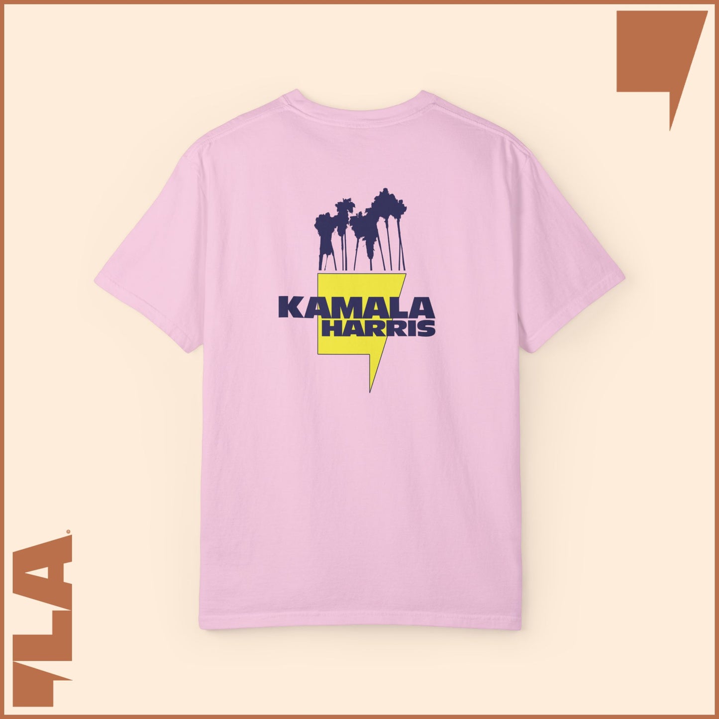 KAMALA/COMMA LA - ELECTRIC PALMS MEDIUM WEIGHT T-SHIRT (50% of the PROFIT IS DONATED IMMEDIATELY to the HARRIS-WALZ CAMPAIGN through ActBlue).