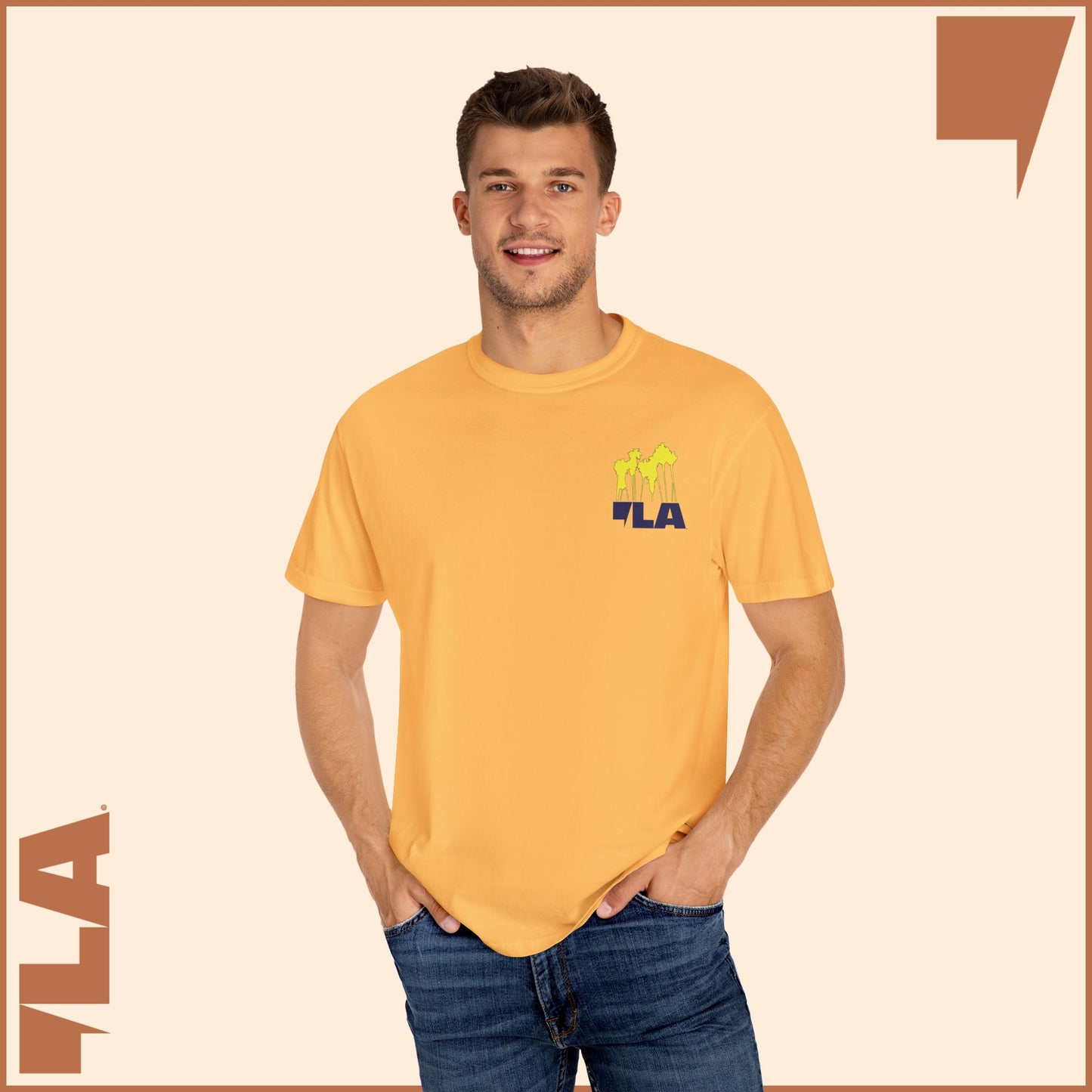 KAMALA/COMMA LA - ELECTRIC PALMS MEDIUM WEIGHT T-SHIRT (50% of the PROFIT IS DONATED IMMEDIATELY to the HARRIS-WALZ CAMPAIGN through ActBlue).
