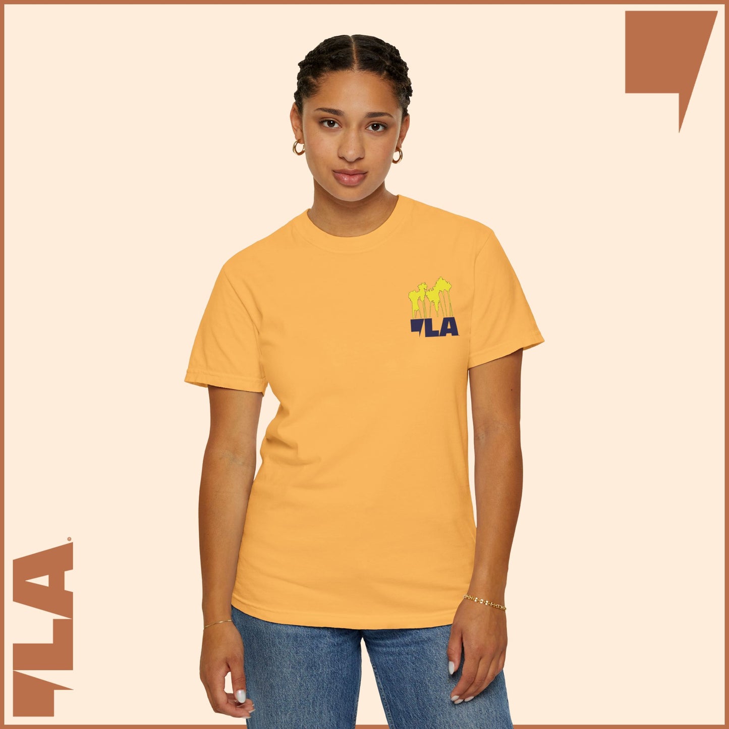 KAMALA/COMMA LA - ELECTRIC PALMS MEDIUM WEIGHT T-SHIRT (50% of the PROFIT IS DONATED IMMEDIATELY to the HARRIS-WALZ CAMPAIGN through ActBlue).