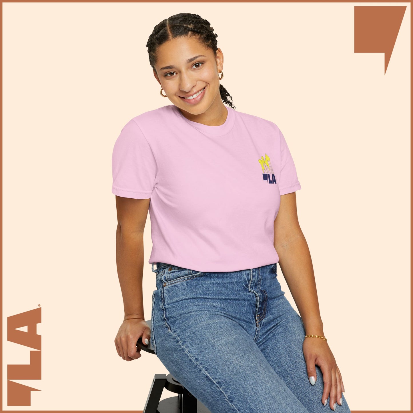 KAMALA/COMMA LA - ELECTRIC PALMS MEDIUM WEIGHT T-SHIRT (50% of the PROFIT IS DONATED IMMEDIATELY to the HARRIS-WALZ CAMPAIGN through ActBlue).