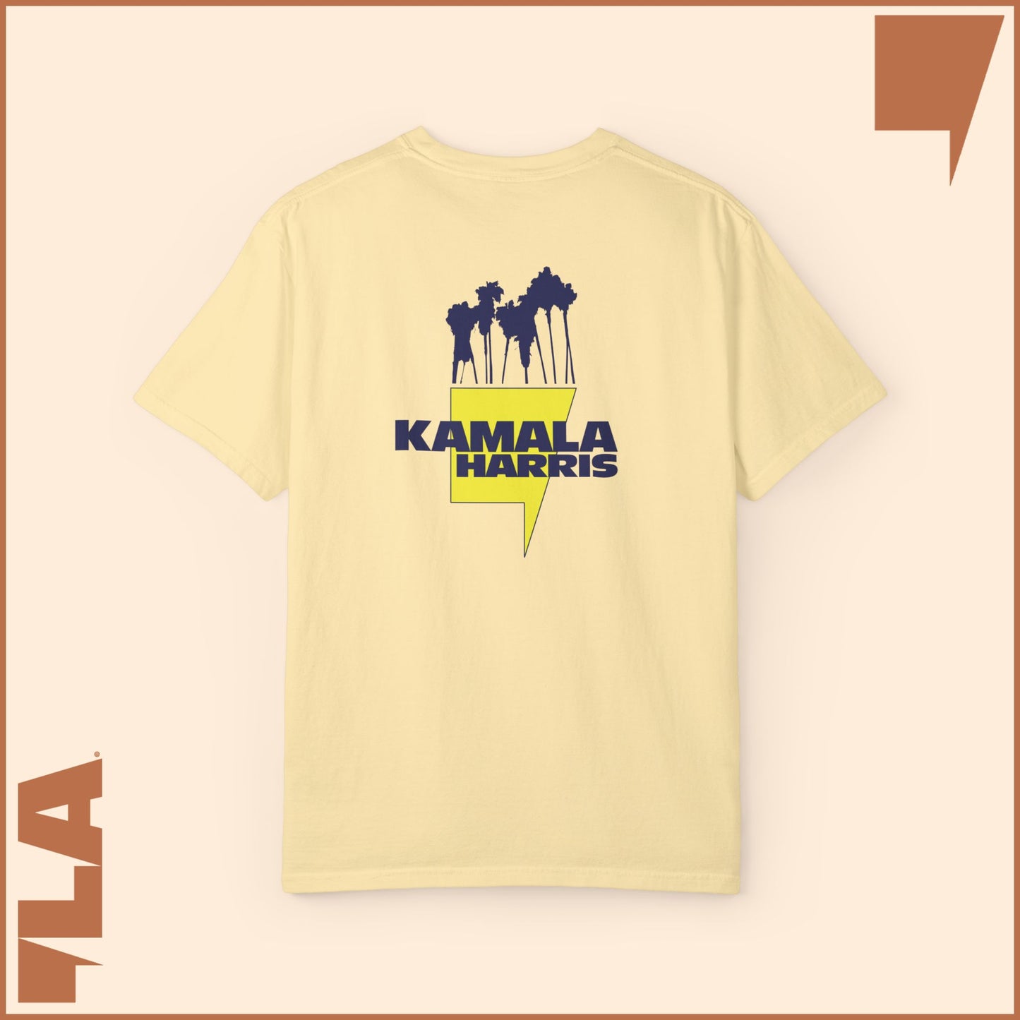 KAMALA/COMMA LA - ELECTRIC PALMS MEDIUM WEIGHT T-SHIRT (50% of the PROFIT IS DONATED IMMEDIATELY to the HARRIS-WALZ CAMPAIGN through ActBlue).