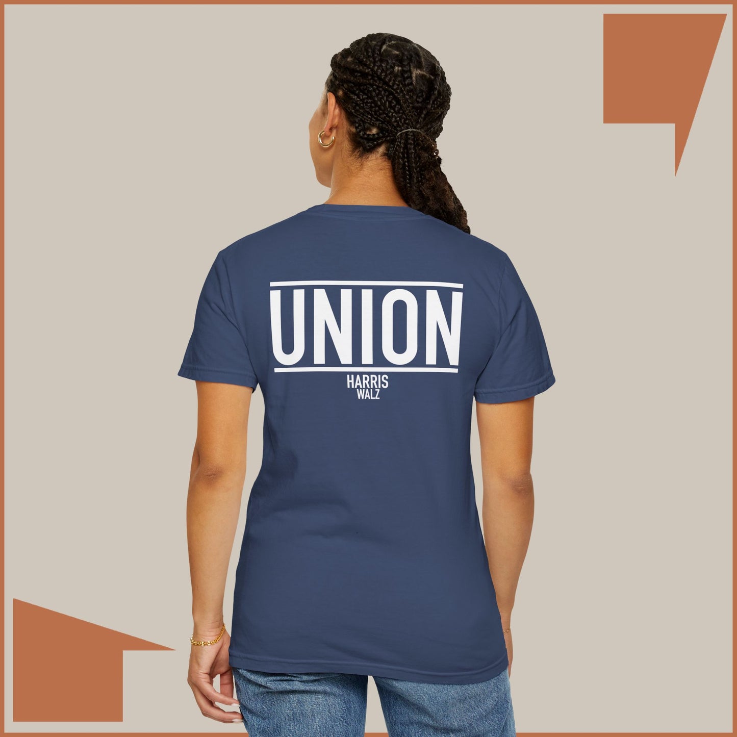 UNION / HARRIS WALZ - MEDIUM/HEAVY WEIGHT T-SHIRT (50% of the PROFIT IS DONATED IMMEDIATELY to the HARRIS-WALZ CAMPAIGN through ActBlue).