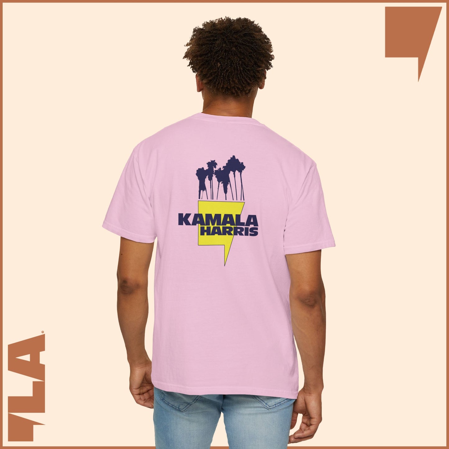 KAMALA/COMMA LA - ELECTRIC PALMS MEDIUM WEIGHT T-SHIRT (50% of the PROFIT IS DONATED IMMEDIATELY to the HARRIS-WALZ CAMPAIGN through ActBlue).