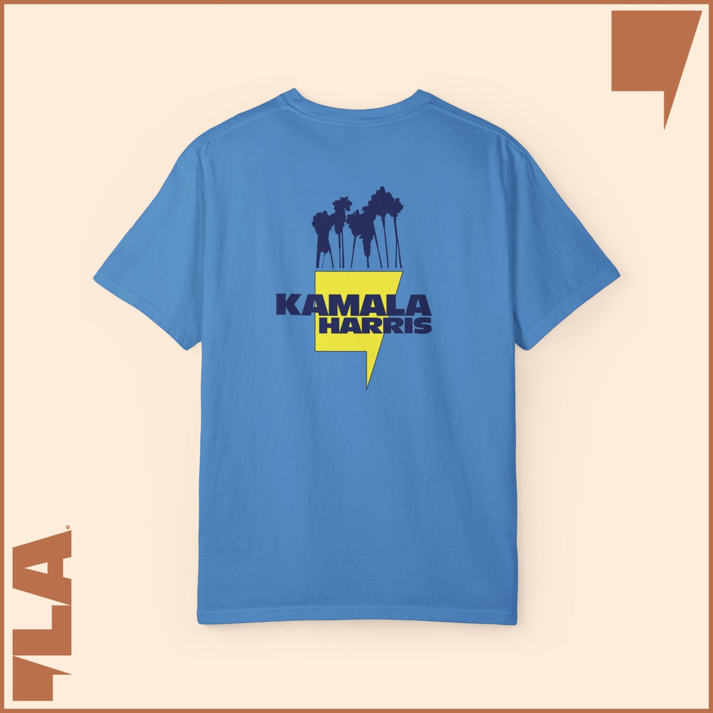 KAMALA/COMMA LA - ELECTRIC PALMS MEDIUM WEIGHT T-SHIRT (50% of the PROFIT IS DONATED IMMEDIATELY to the HARRIS-WALZ CAMPAIGN through ActBlue).