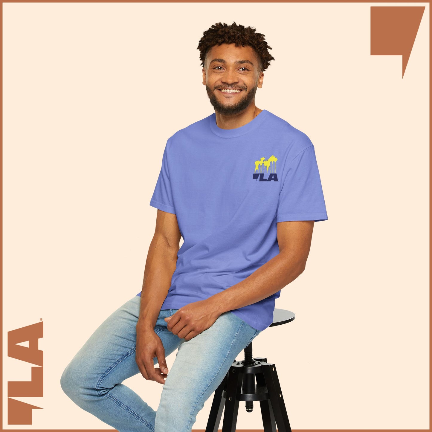 KAMALA/COMMA LA - ELECTRIC PALMS MEDIUM WEIGHT T-SHIRT (50% of the PROFIT IS DONATED IMMEDIATELY to the HARRIS-WALZ CAMPAIGN through ActBlue).