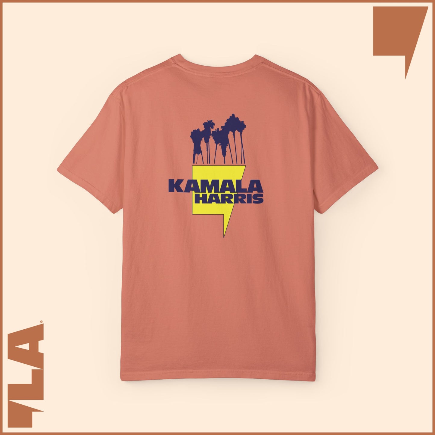 KAMALA/COMMA LA - ELECTRIC PALMS MEDIUM WEIGHT T-SHIRT (50% of the PROFIT IS DONATED IMMEDIATELY to the HARRIS-WALZ CAMPAIGN through ActBlue).