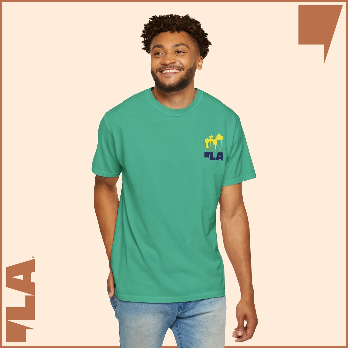 KAMALA/COMMA LA - ELECTRIC PALMS MEDIUM WEIGHT T-SHIRT (50% of the PROFIT IS DONATED IMMEDIATELY to the HARRIS-WALZ CAMPAIGN through ActBlue).