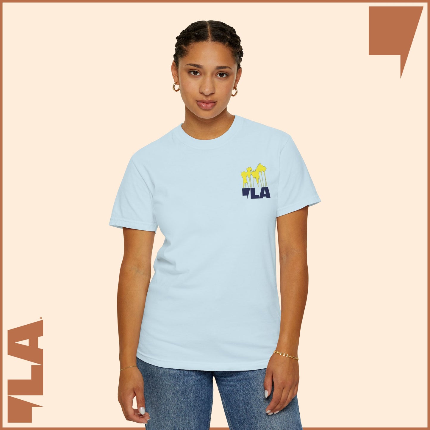 KAMALA/COMMA LA - ELECTRIC PALMS MEDIUM WEIGHT T-SHIRT (50% of the PROFIT IS DONATED IMMEDIATELY to the HARRIS-WALZ CAMPAIGN through ActBlue).