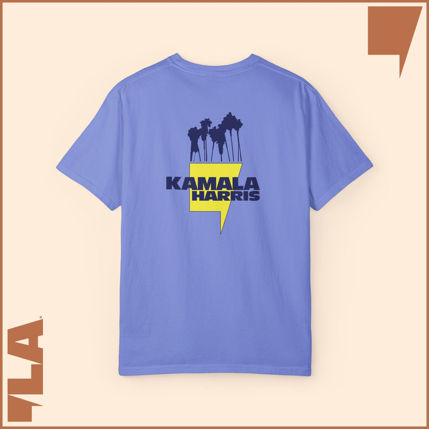 KAMALA/COMMA LA - ELECTRIC PALMS MEDIUM WEIGHT T-SHIRT (50% of the PROFIT IS DONATED IMMEDIATELY to the HARRIS-WALZ CAMPAIGN through ActBlue).