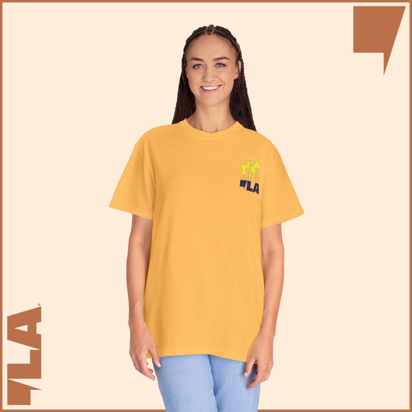KAMALA/COMMA LA - ELECTRIC PALMS MEDIUM WEIGHT T-SHIRT (50% of the PROFIT IS DONATED IMMEDIATELY to the HARRIS-WALZ CAMPAIGN through ActBlue).
