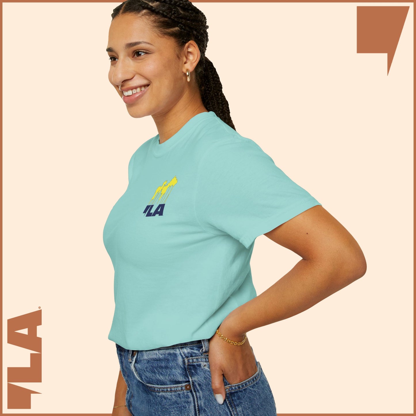 KAMALA/COMMA LA - ELECTRIC PALMS MEDIUM WEIGHT T-SHIRT (50% of the PROFIT IS DONATED IMMEDIATELY to the HARRIS-WALZ CAMPAIGN through ActBlue).