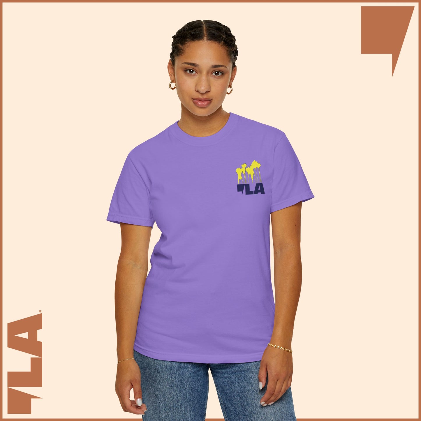 KAMALA/COMMA LA - ELECTRIC PALMS MEDIUM WEIGHT T-SHIRT (50% of the PROFIT IS DONATED IMMEDIATELY to the HARRIS-WALZ CAMPAIGN through ActBlue).