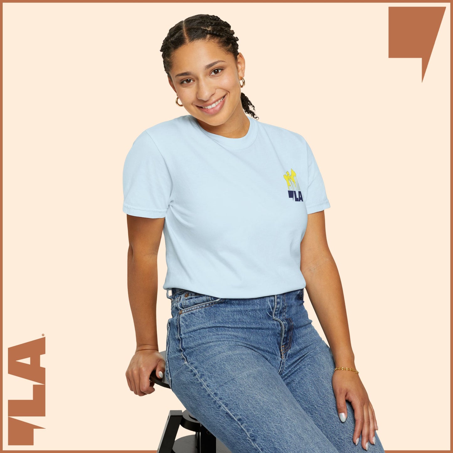 KAMALA/COMMA LA - ELECTRIC PALMS MEDIUM WEIGHT T-SHIRT (50% of the PROFIT IS DONATED IMMEDIATELY to the HARRIS-WALZ CAMPAIGN through ActBlue).