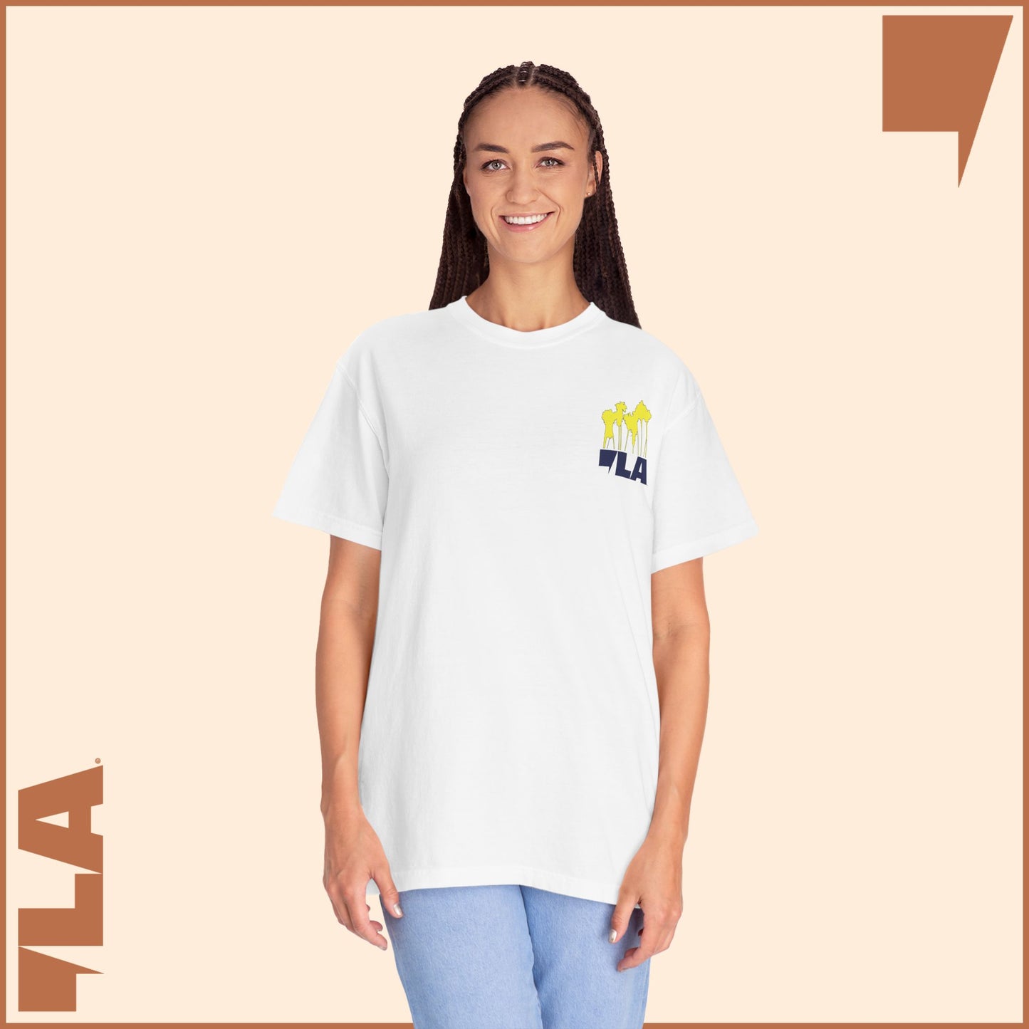 KAMALA/COMMA LA - ELECTRIC PALMS MEDIUM WEIGHT T-SHIRT (50% of the PROFIT IS DONATED IMMEDIATELY to the HARRIS-WALZ CAMPAIGN through ActBlue).