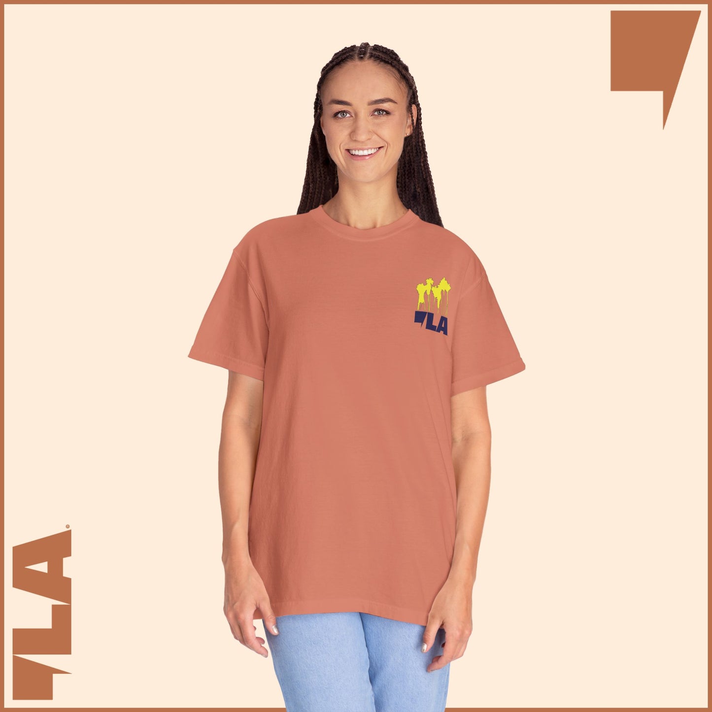 KAMALA/COMMA LA - ELECTRIC PALMS MEDIUM WEIGHT T-SHIRT (50% of the PROFIT IS DONATED IMMEDIATELY to the HARRIS-WALZ CAMPAIGN through ActBlue).