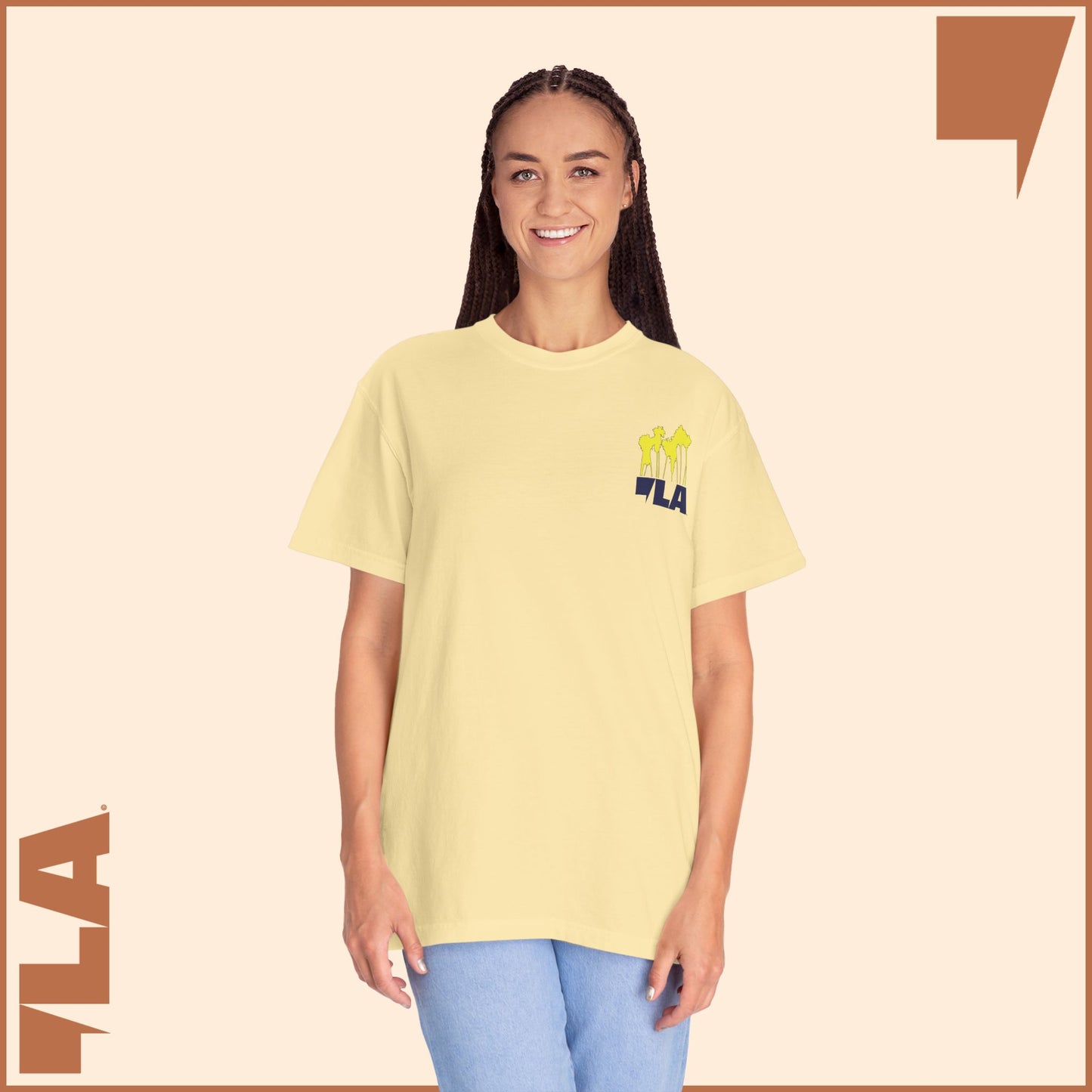 KAMALA/COMMA LA - ELECTRIC PALMS MEDIUM WEIGHT T-SHIRT (50% of the PROFIT IS DONATED IMMEDIATELY to the HARRIS-WALZ CAMPAIGN through ActBlue).