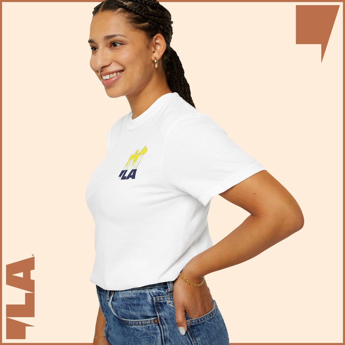 KAMALA/COMMA LA - ELECTRIC PALMS MEDIUM WEIGHT T-SHIRT (50% of the PROFIT IS DONATED IMMEDIATELY to the HARRIS-WALZ CAMPAIGN through ActBlue).