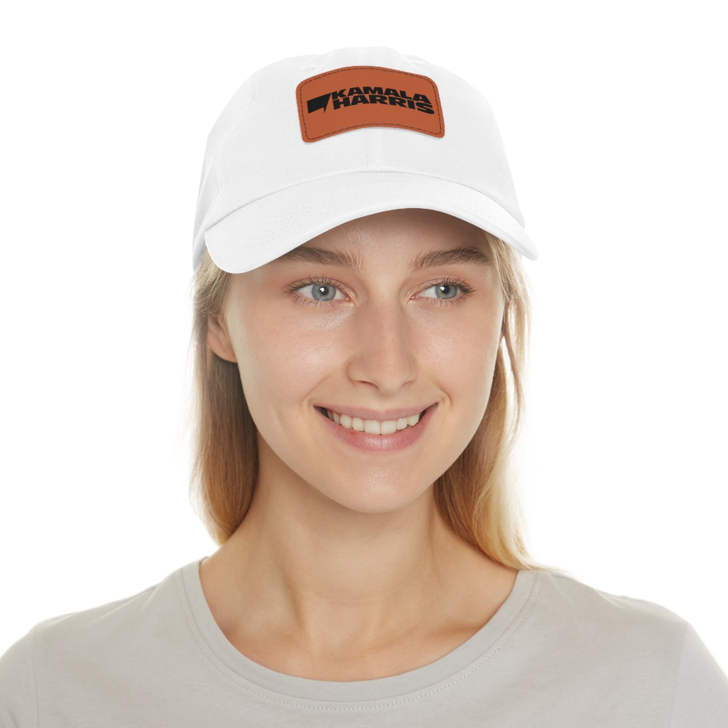 COMMA LA/KAMALA - HARRIS DAD HAT WITH LEATHER PATCH (50% of the PROFIT IS DONATED IMMEDIATELY to the HARRIS-WALZ CAMPAIGN through ActBlue).