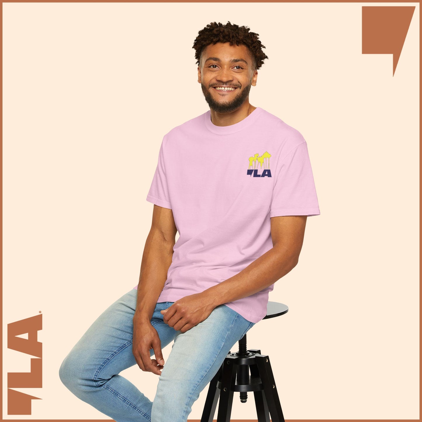 KAMALA/COMMA LA - ELECTRIC PALMS MEDIUM WEIGHT T-SHIRT (50% of the PROFIT IS DONATED IMMEDIATELY to the HARRIS-WALZ CAMPAIGN through ActBlue).