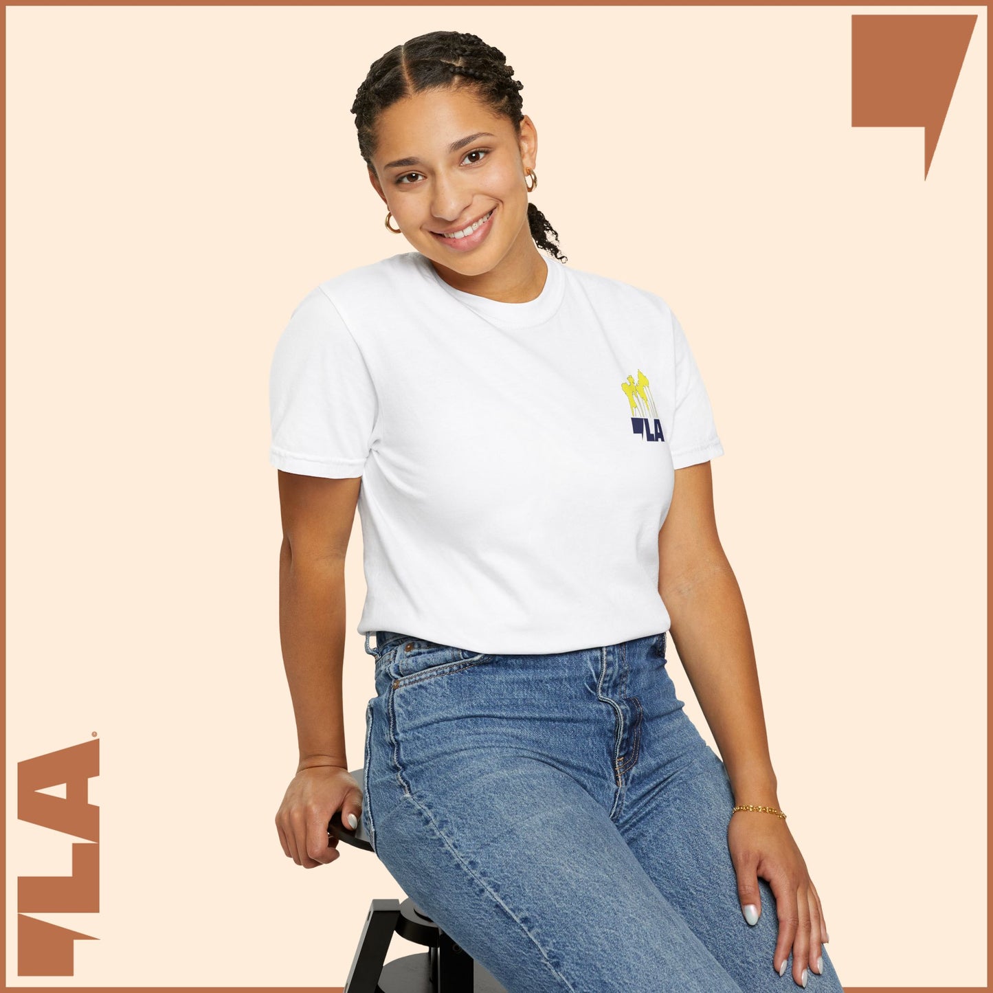 KAMALA/COMMA LA - ELECTRIC PALMS MEDIUM WEIGHT T-SHIRT (50% of the PROFIT IS DONATED IMMEDIATELY to the HARRIS-WALZ CAMPAIGN through ActBlue).