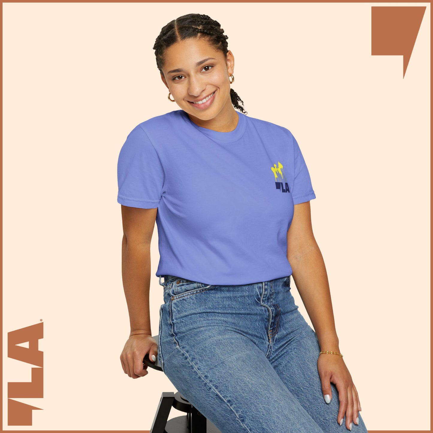 KAMALA/COMMA LA - ELECTRIC PALMS MEDIUM WEIGHT T-SHIRT (50% of the PROFIT IS DONATED IMMEDIATELY to the HARRIS-WALZ CAMPAIGN through ActBlue).