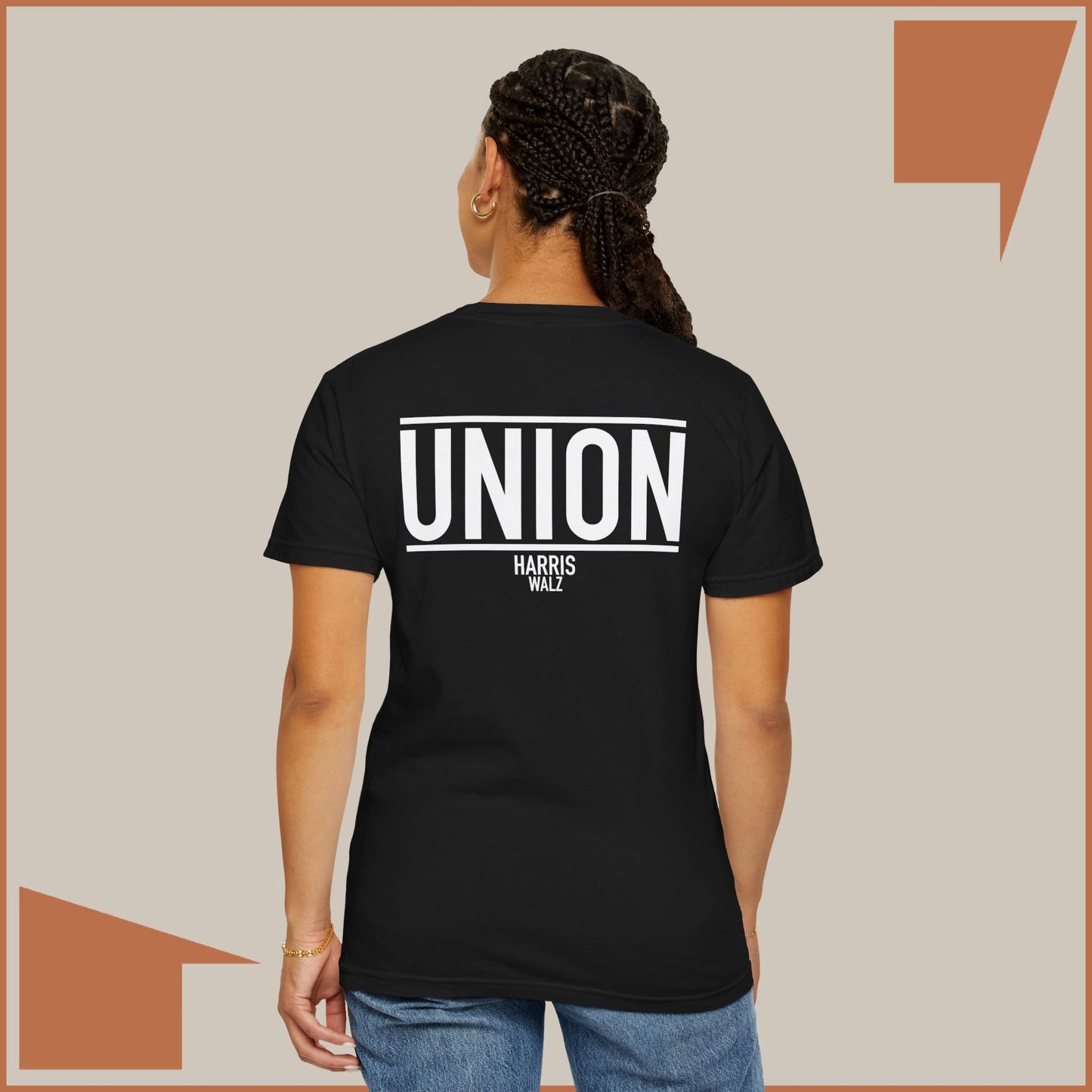 UNION / HARRIS WALZ - MEDIUM/HEAVY WEIGHT T-SHIRT (50% of the PROFIT IS DONATED IMMEDIATELY to the HARRIS-WALZ CAMPAIGN through ActBlue).